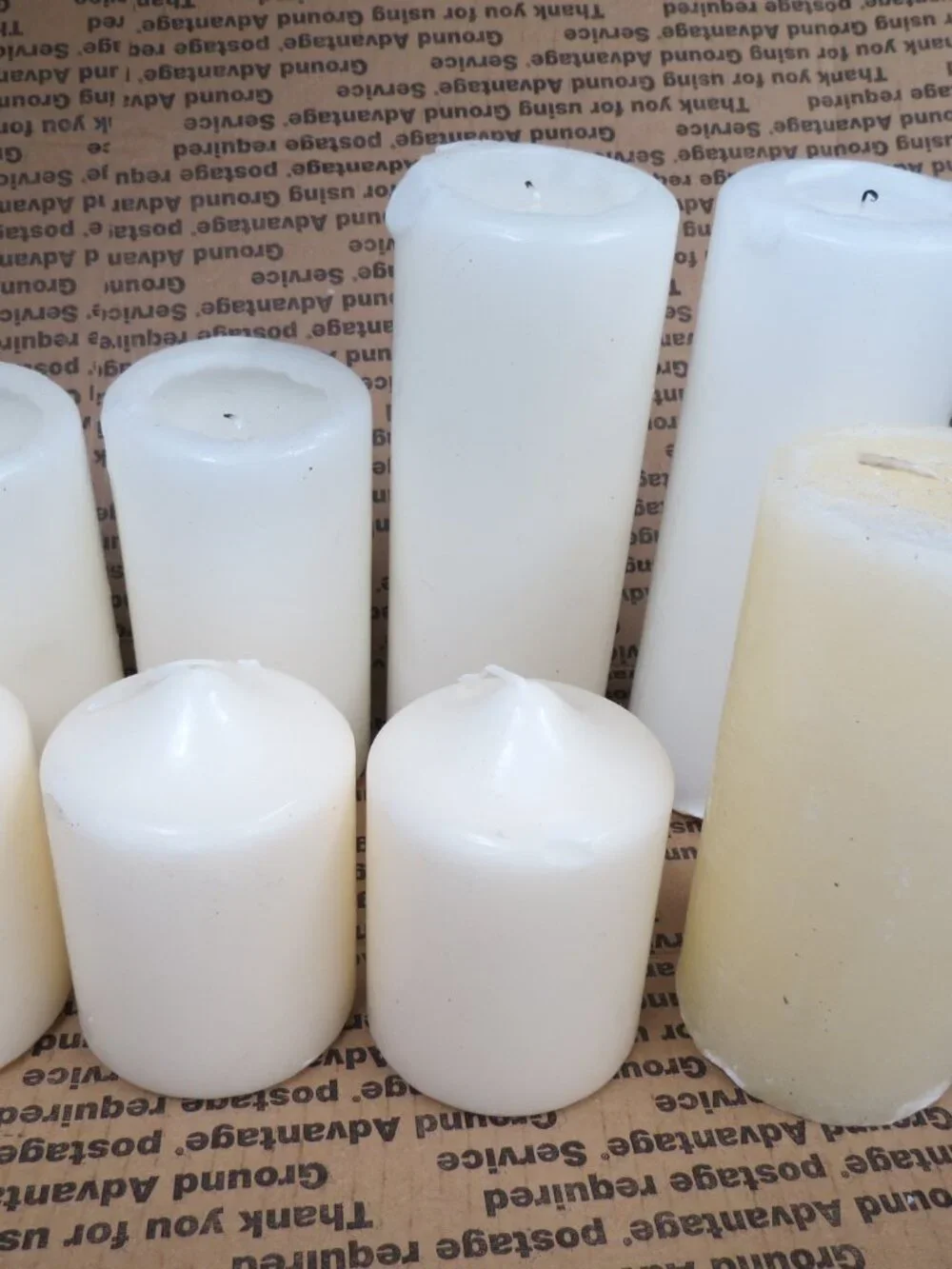 Candles Assorted box of Wax Pillar 4 White 4 Cream